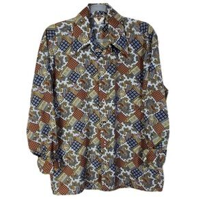 Vintage Golden Vee‎ paisley button down size Medium